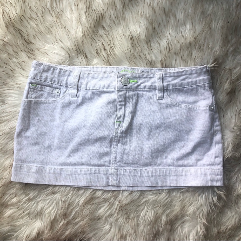 Fox Denim White Leopard Mini Skirt